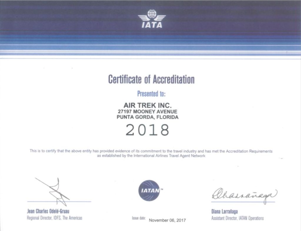 IATA Certificate of Accreditation